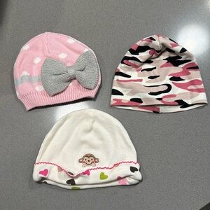 BUNDLE-3 baby hats | 0-3 mths | As pictured